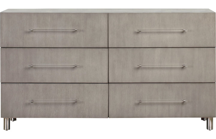 Argento Six Drawer Dresser in Misty Grey — on a white background