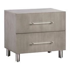 Argento Two Drawer Nightstand by Modus in Misty Grey — on a white background
