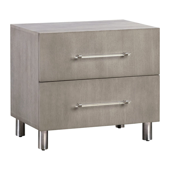 Argento Two Drawer Nightstand by Modus in Misty Grey — on a white background