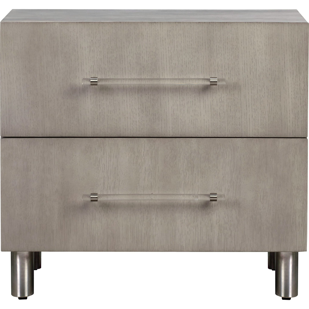 Argento Two Drawer Nightstand in Misty Grey — on a white background