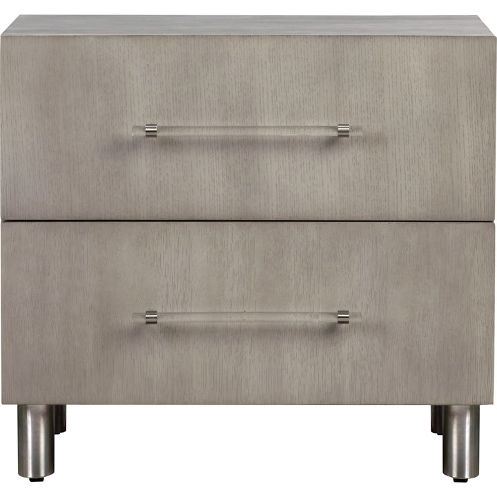 Argento Two Drawer Nightstand in Misty Grey — on a white background