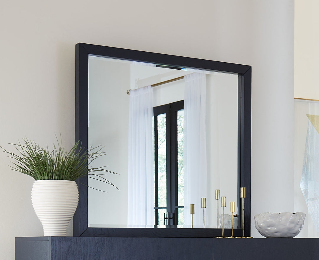 Argento Wall or Dresser Mirror in Navy Blue — styled in a room