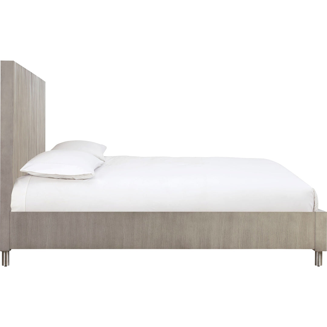 Argento Wave-Patterned Bed in Misty Grey — white background, side profile