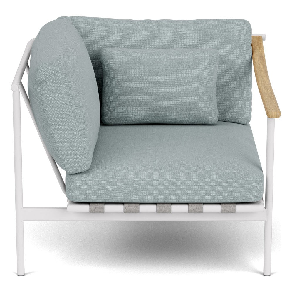 Around Deep Seating Single Module by Barlow Tyrie – Single Aluminium Left Arm / Teak Right Arm / Arctic White