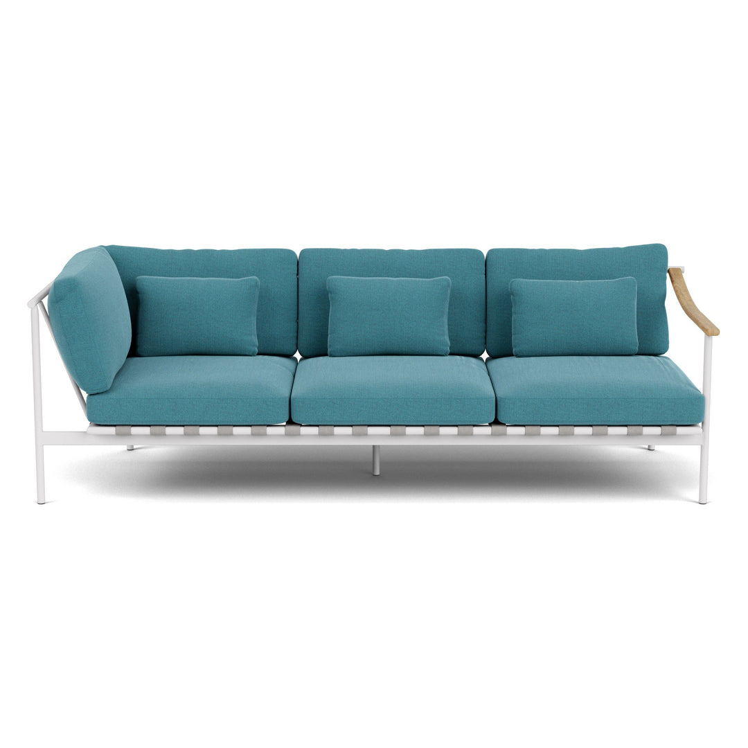 Around Deep Seating Triple Module by Barlow Tyrie – Aluminium Left Arm / Teak Right Arm / Arctic White