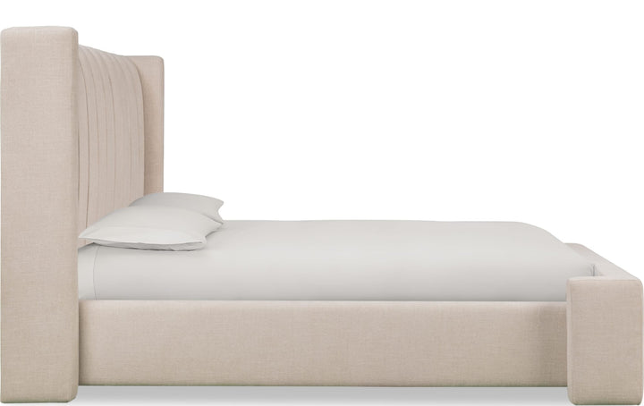 Arroyo Upholstered Bed in Cashew — white background, side profile