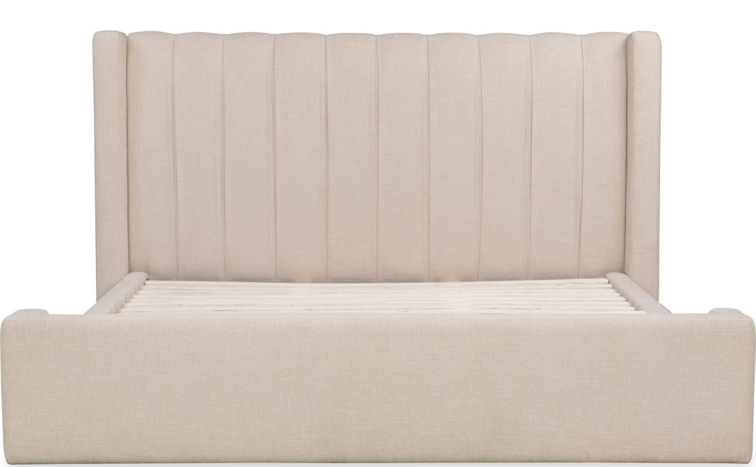 Arroyo Upholstered Bed in Cashew — front view without mattress