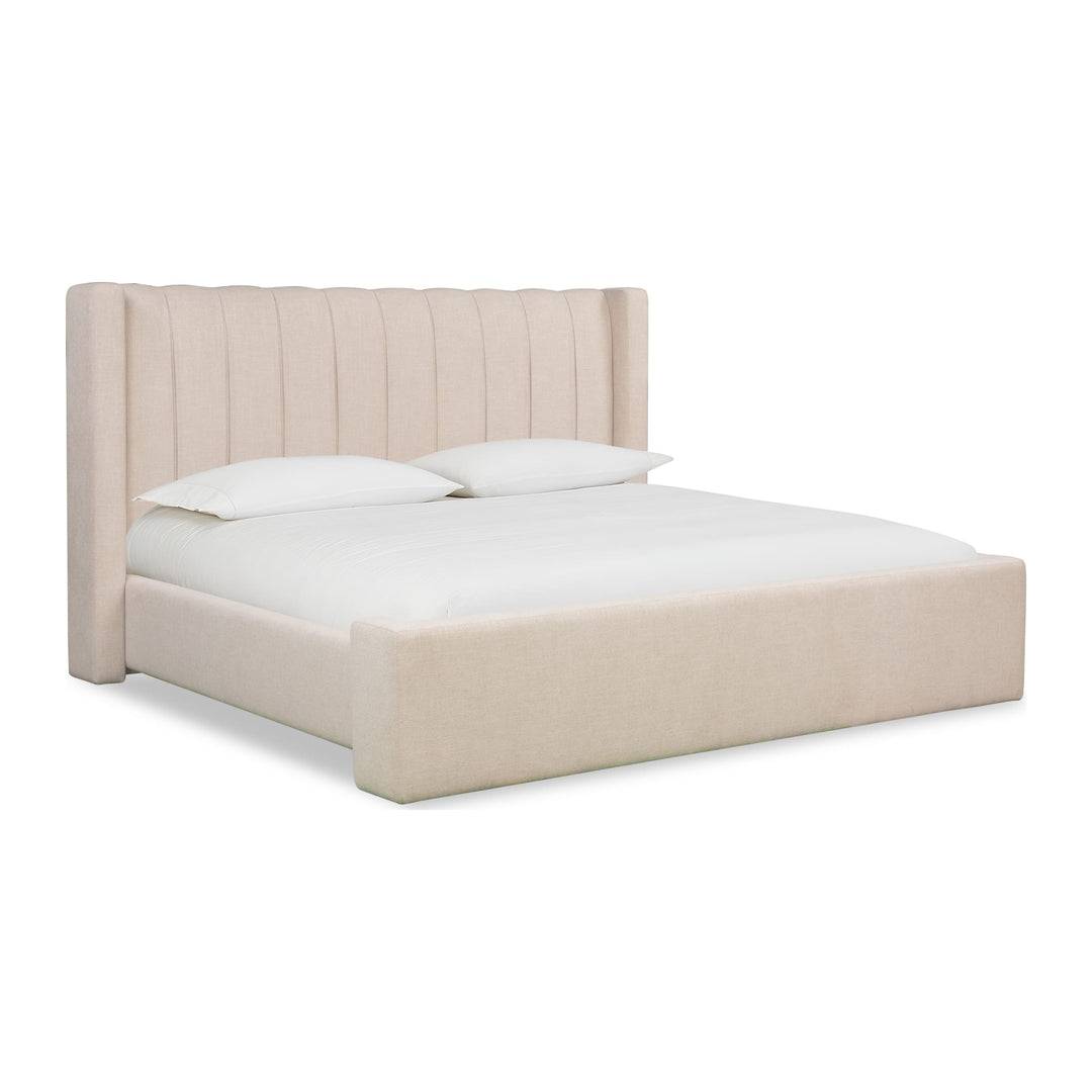Arroyo Upholstered Bed by Modus in Cashew — white background, angled view