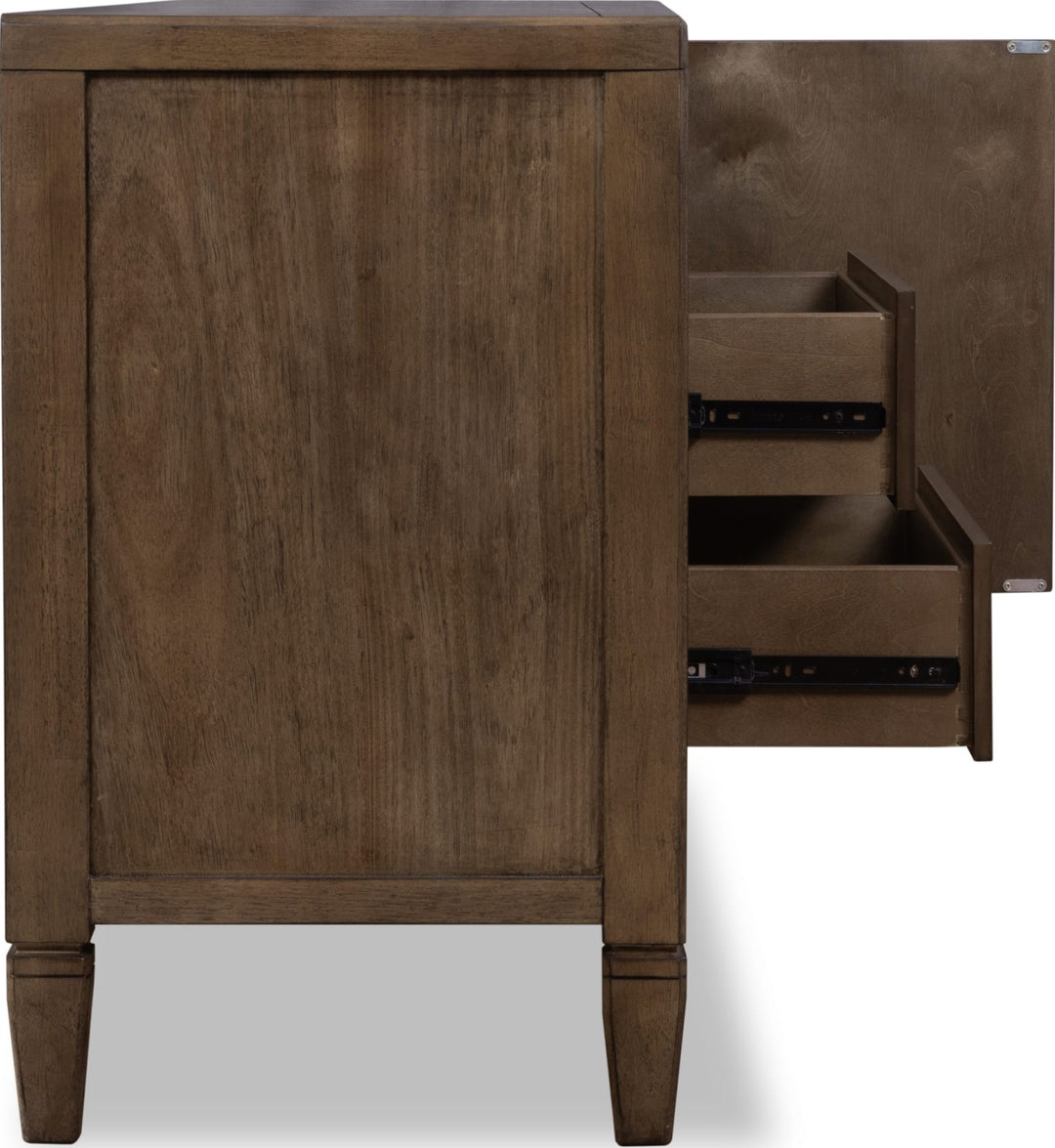 Ascott 64" Media Console in Pecan Pie — lifestyle photo