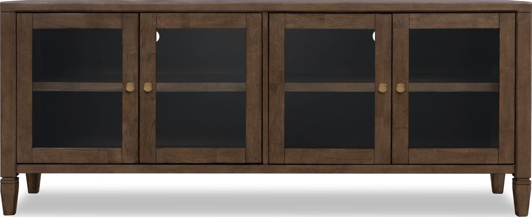 Ascott 74" Media Console in Pecan Pie — lifestyle photo