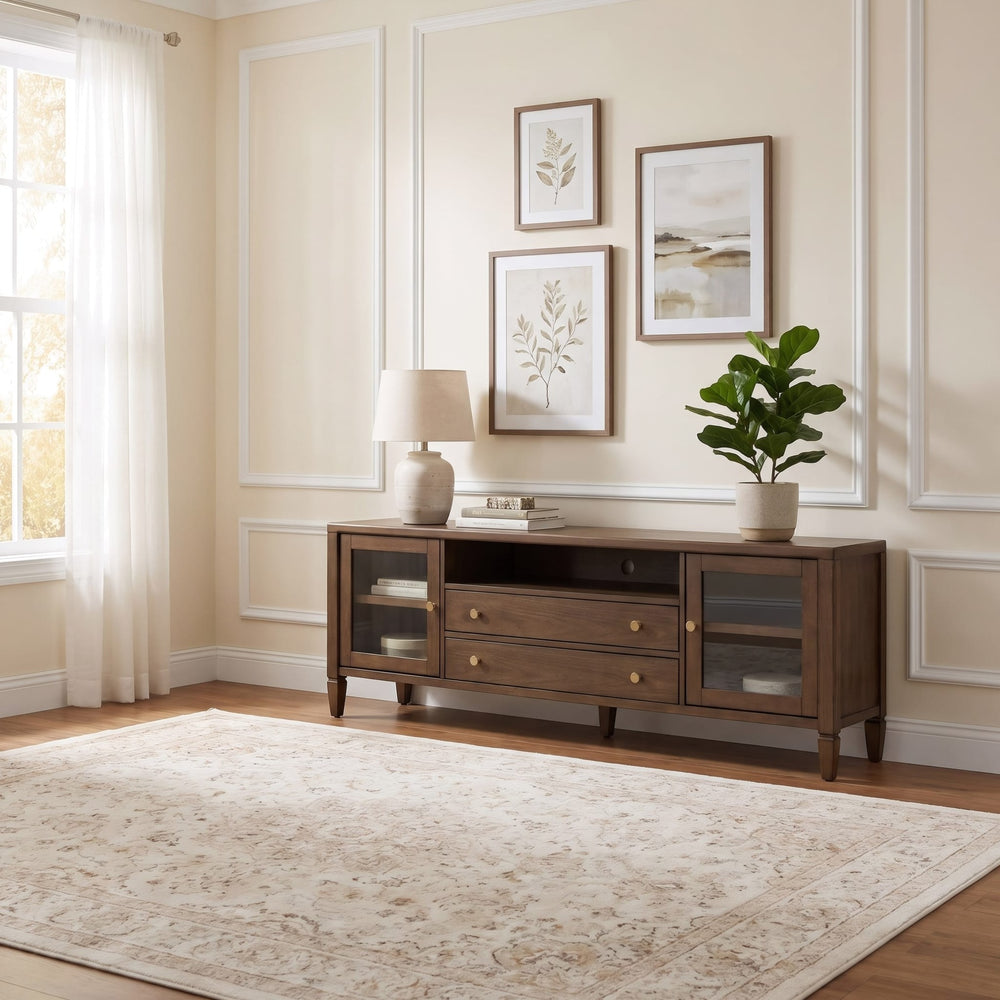Ascott 84" Media Console in Pecan Pie — lifestyle photo
