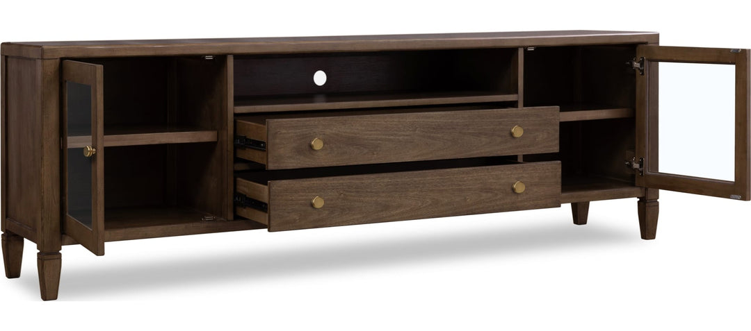 Ascott 84" Media Console in Pecan Pie — product view on a white background