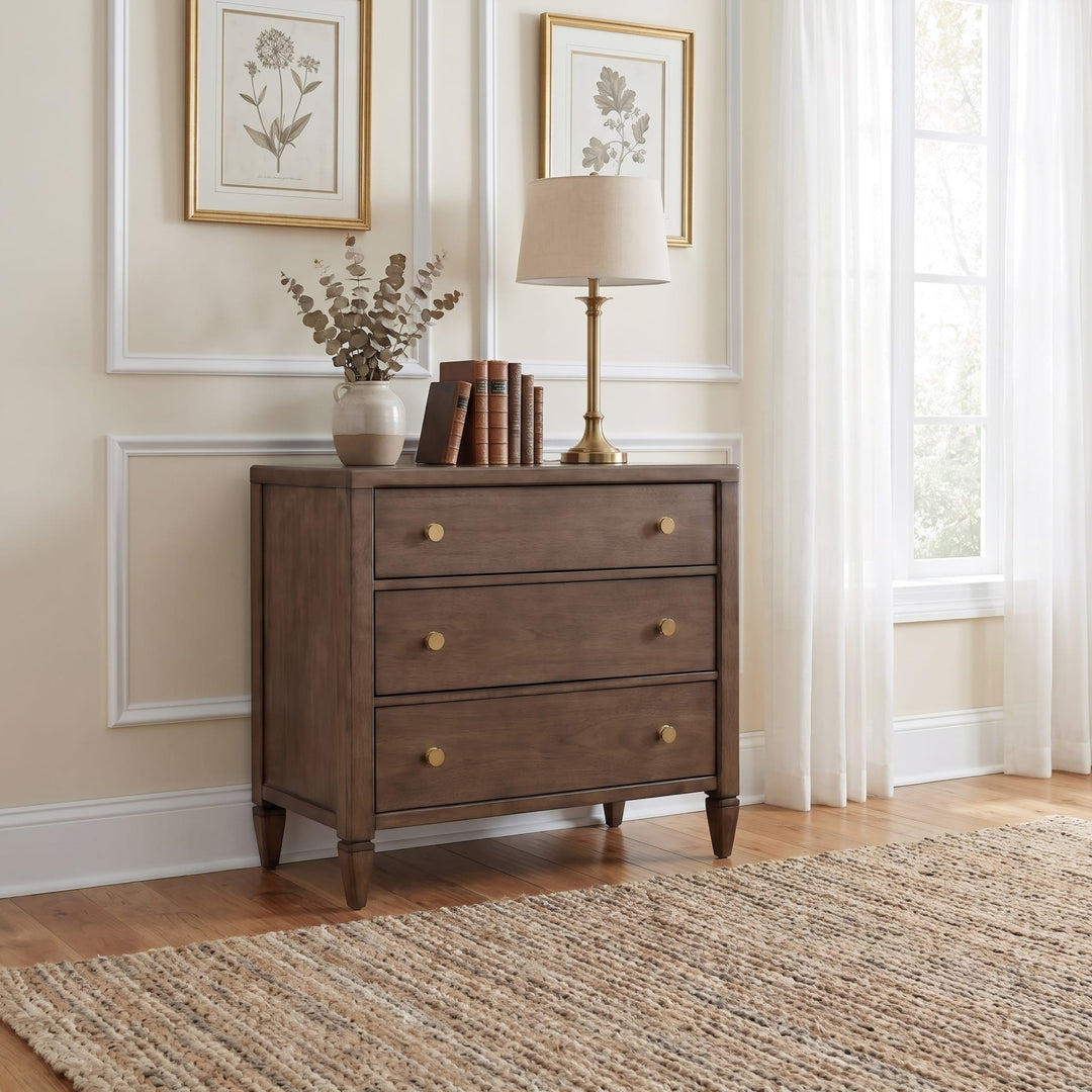 Ascott Bachelor Chest in Pecan Pie — styled in a room