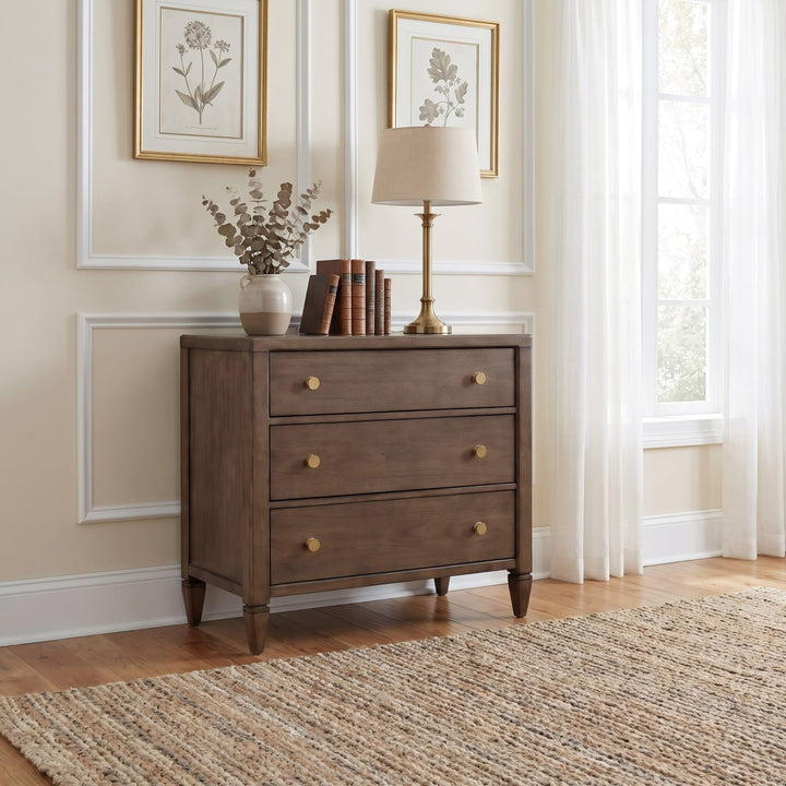 Ascott Bachelor Chest in Pecan Pie — styled in a room