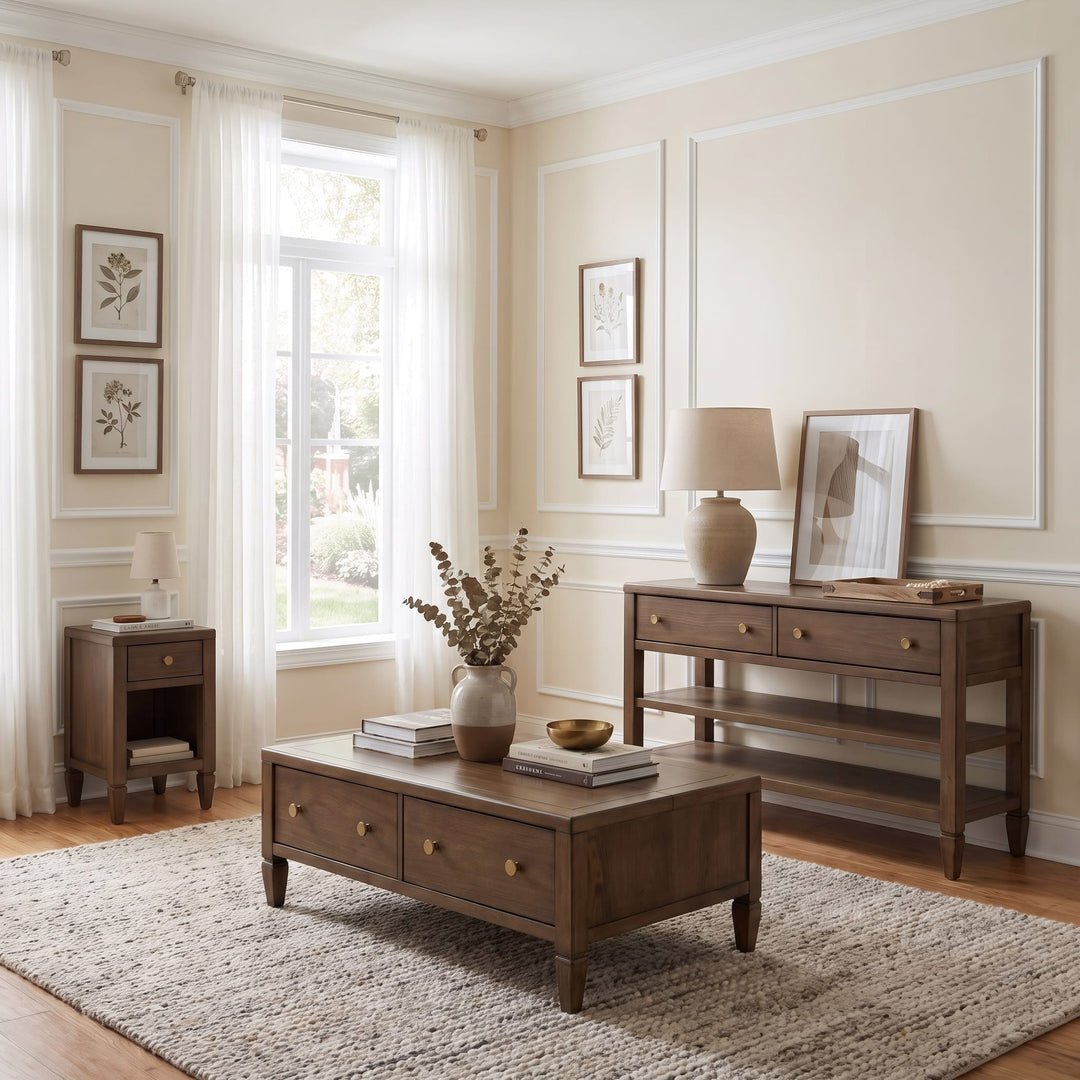 Ascott Chairside Table in Pecan Pie — lifestyle photo