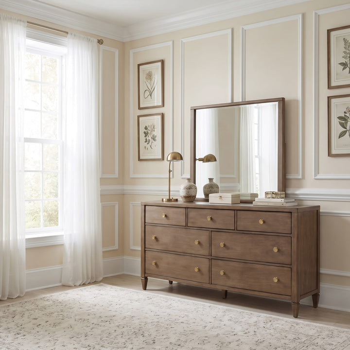 Ascott Dresser Mirror in Pecan Pie — styled on the matching dresser (sold separately)