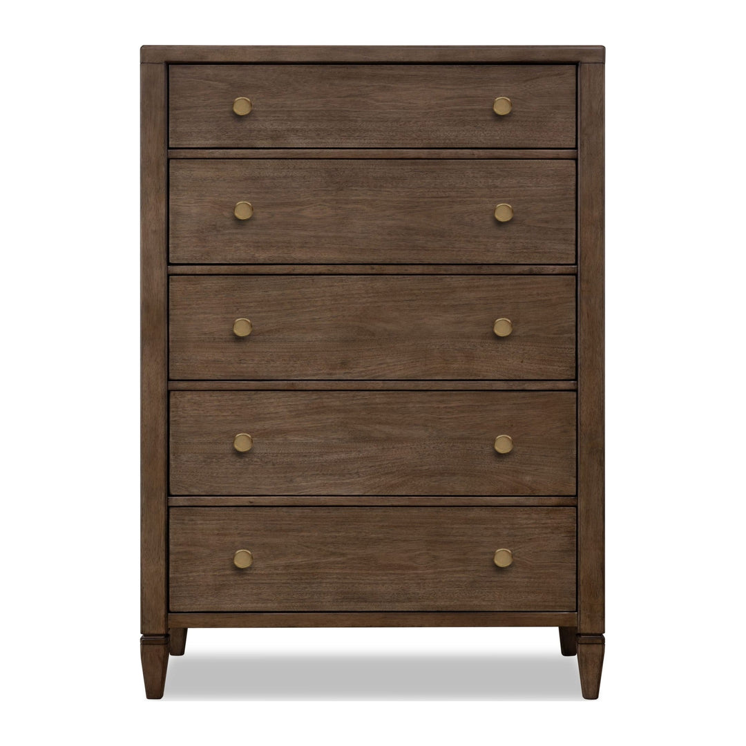 Ascott Five Drawer Chest by Modus in Pecan Pie — on a white background