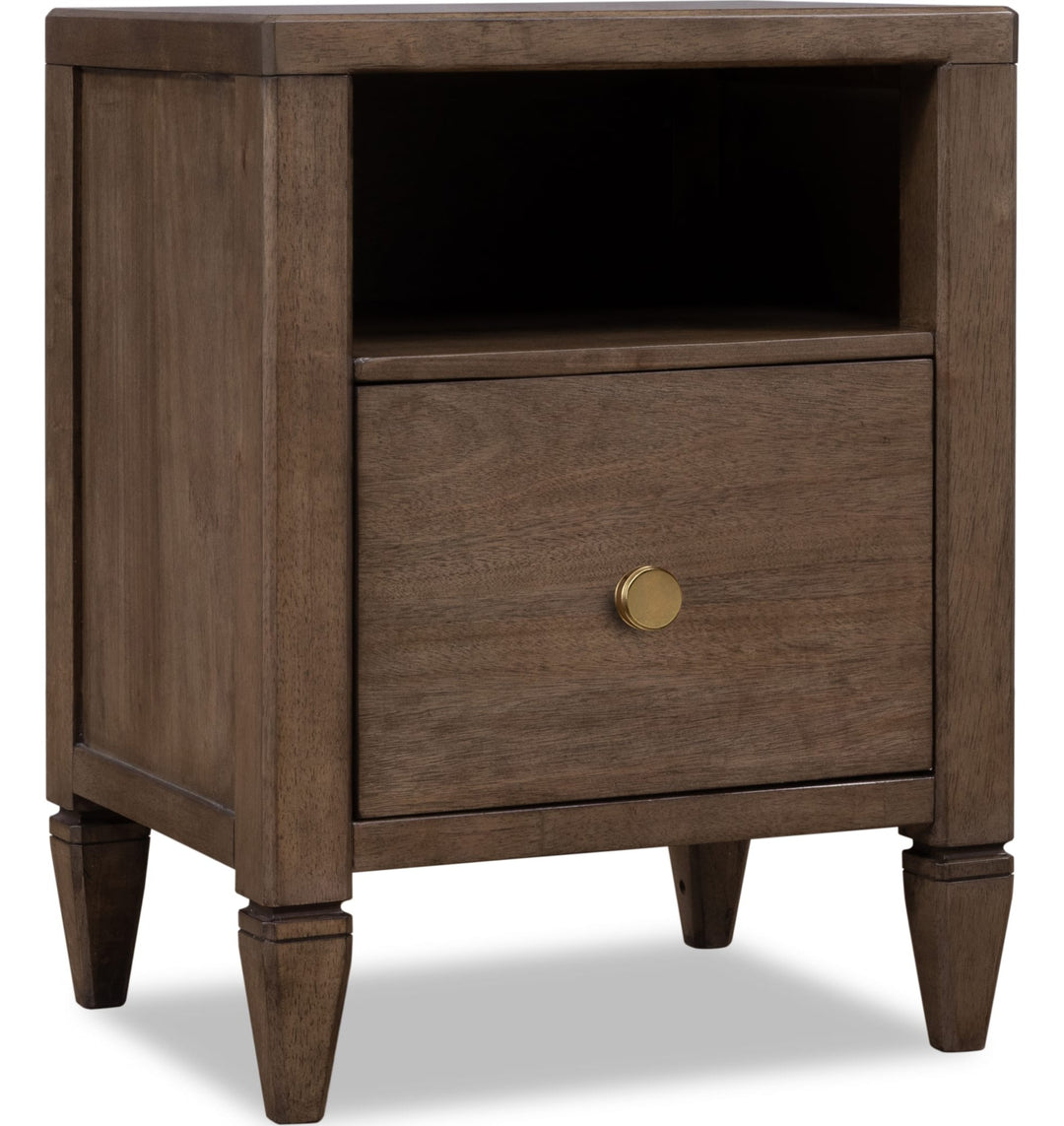 Ascott One Drawer Nightstand in Pecan Pie — on a white background