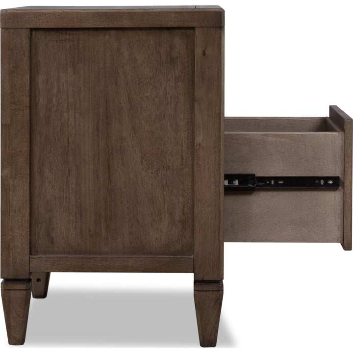 Ascott One Drawer Nightstand in Pecan Pie — with drawers open