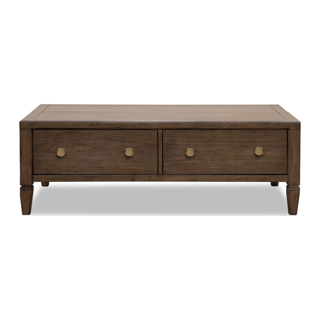 Ascott Rectangular Lift Top Coffee Table by Modus in Pecan Pie — product view on a white background