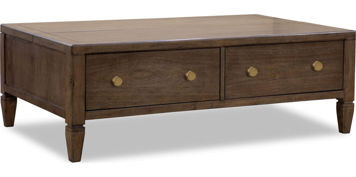 Ascott Rectangular Lift Top Coffee Table in Pecan Pie — product view on a white background