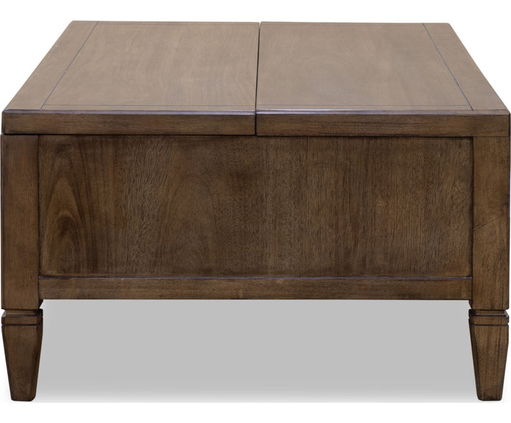 Ascott Rectangular Lift Top Coffee Table in Pecan Pie — product view on a white background