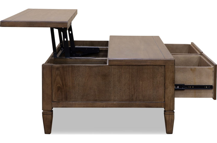 Ascott Rectangular Lift Top Coffee Table in Pecan Pie — product view on a white background
