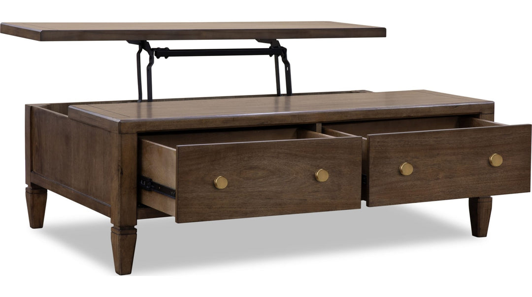 Ascott Rectangular Lift Top Coffee Table in Pecan Pie — product view on a white background