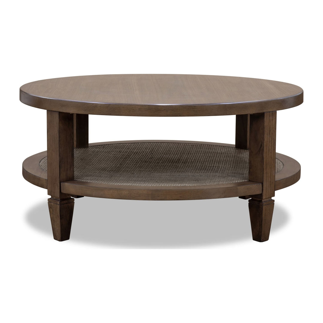 Ascott Round Coffee Table by Modus in Pecan Pie — product view on a white background