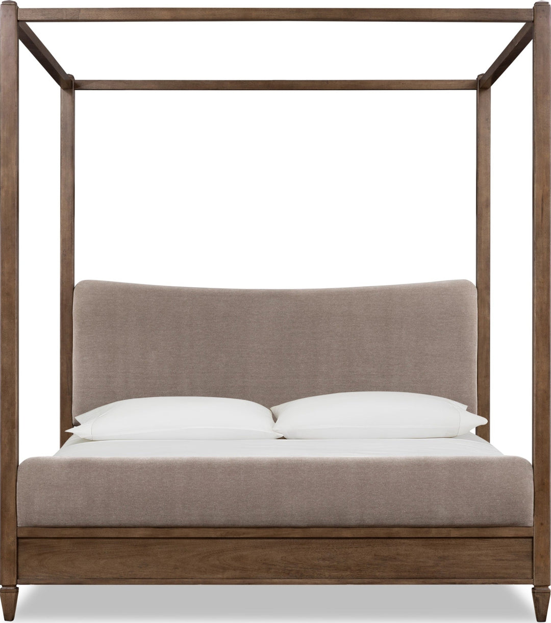Ascott Upholstered Canopy Bed — white background, front view
