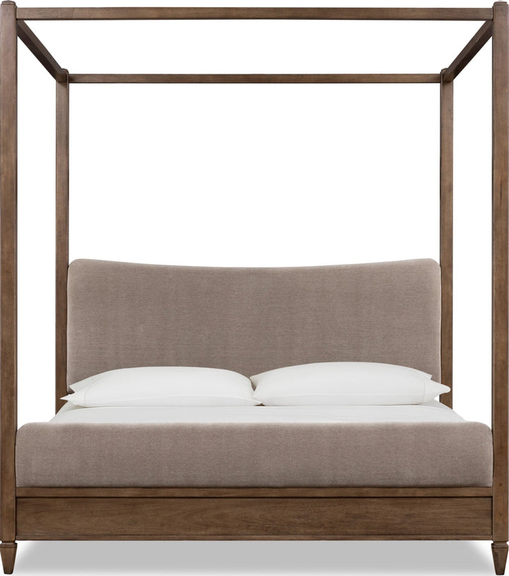 Ascott Upholstered Canopy Bed — white background, front view