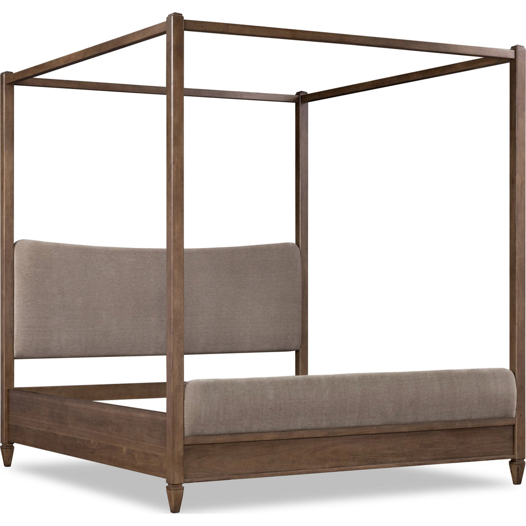 Ascott Upholstered Canopy Bed — angled view without mattress