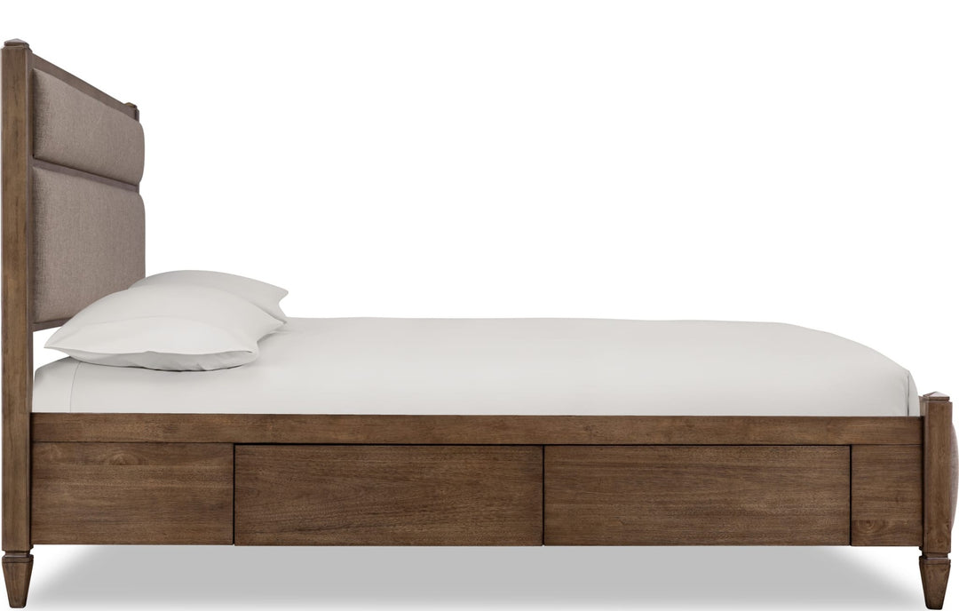 Ascott Upholstered Storage Bed — white background, side profile