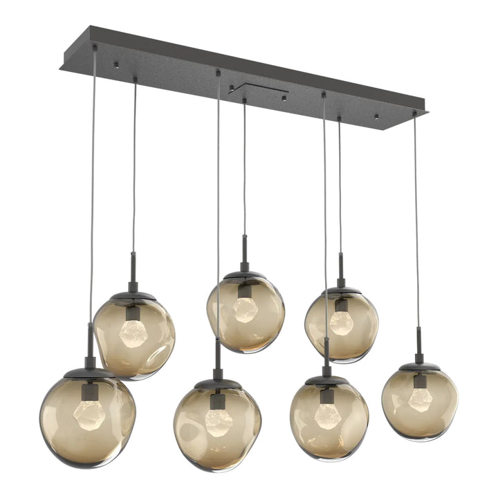 Aster Linear Pendant Chandelier by Hammerton Studio 7 Lights in Graphite with Bronze glass (LED)