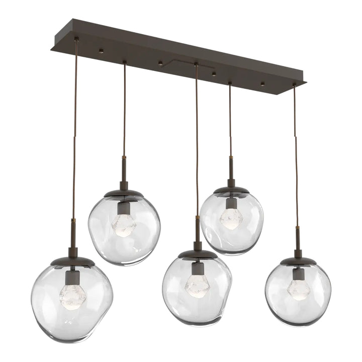 Aster Linear Pendant Chandelier by Hammerton Studio in Flat Bronze with Clear glass
