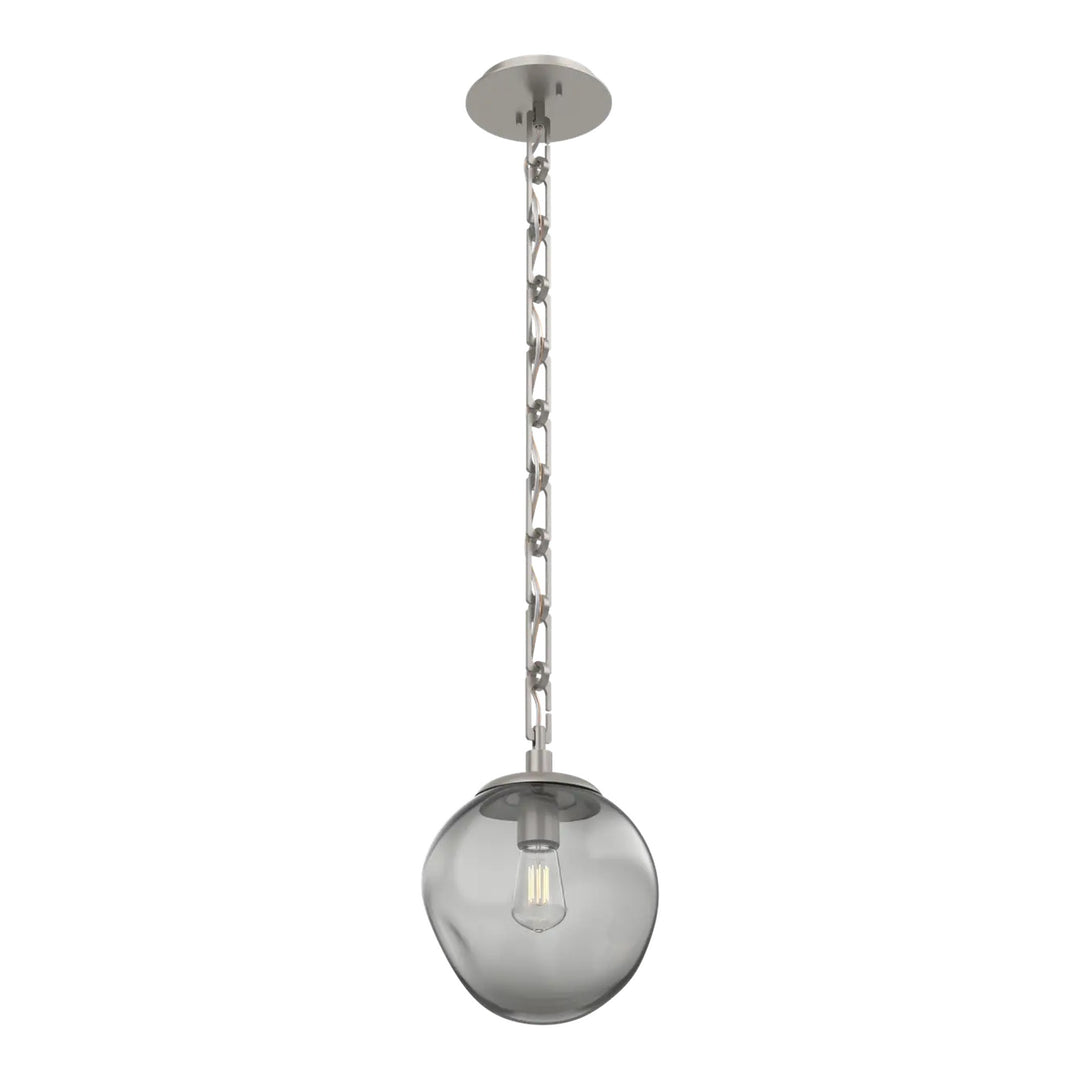 Aster Pendant by Hammerton Studio in Beige Silver with Smoke glass on chain (E26)