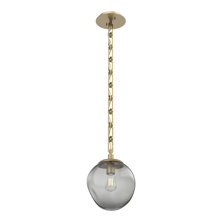 Aster Pendant by Hammerton Studio in Gilded Brass with Smoke glass on chain (E26)