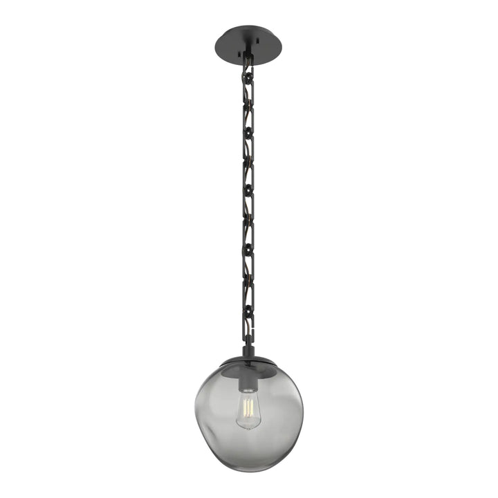 Aster Pendant by Hammerton Studio in Matte Black with Smoke glass on chain (E26)