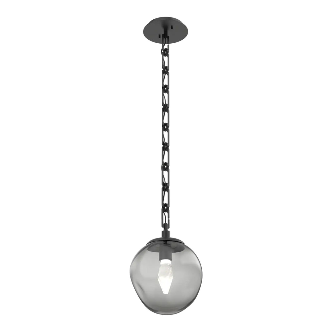 Aster Pendant by Hammerton Studio in Matte Black with Smoke glass on chain (LED)