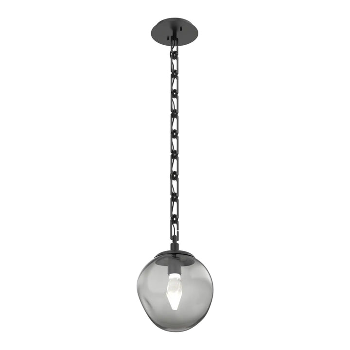 Aster Pendant by Hammerton Studio in Matte Black with Smoke glass on chain (LED)