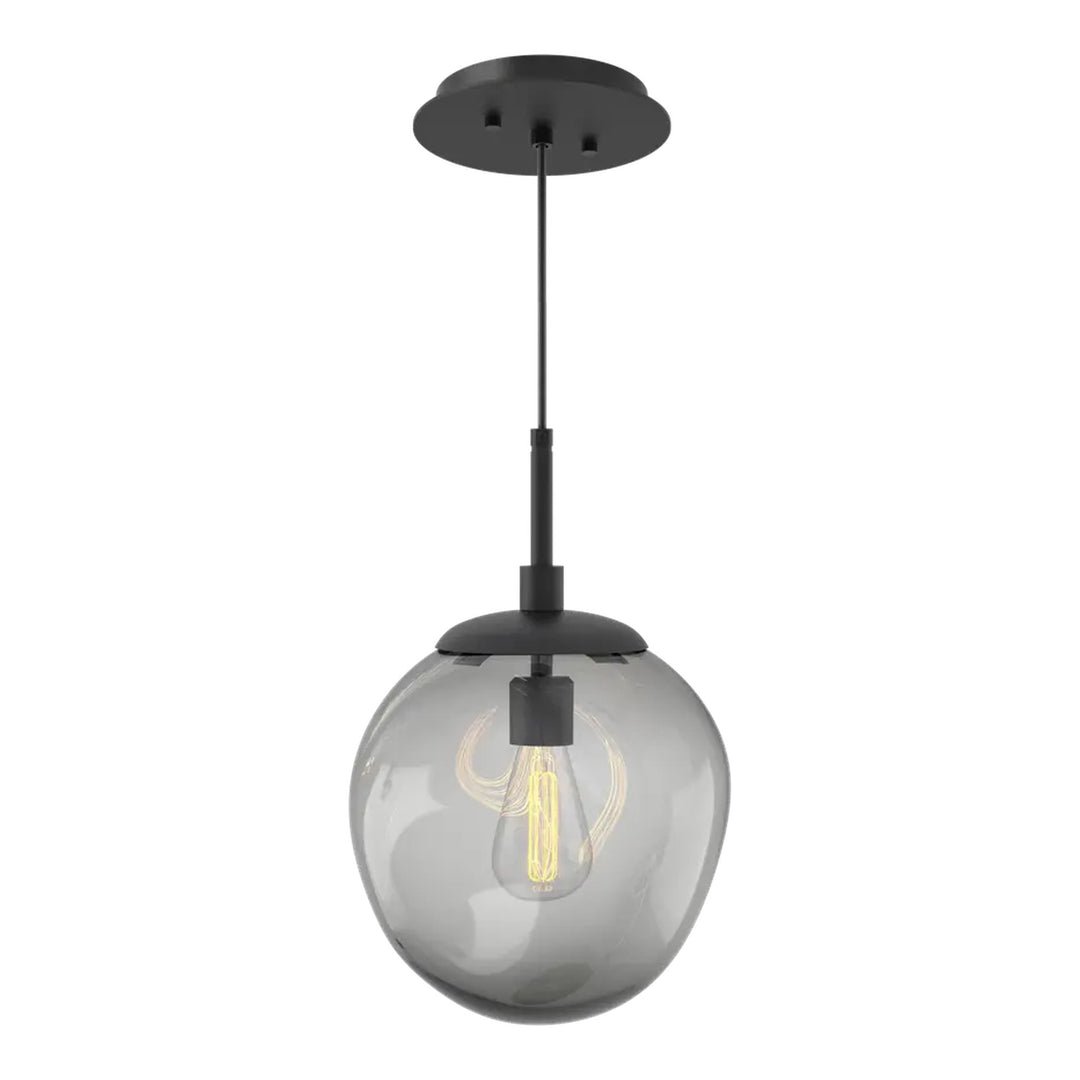 Aster Pendant by Hammerton Studio in Matte Black with Smoke glass on adjustable cord (E26)