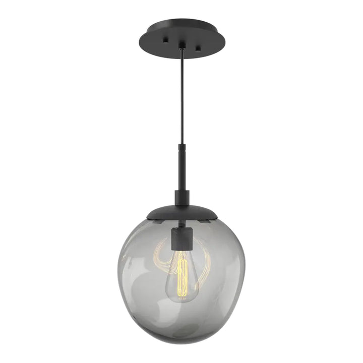 Aster Pendant by Hammerton Studio in Matte Black with Smoke glass on adjustable cord (E26)