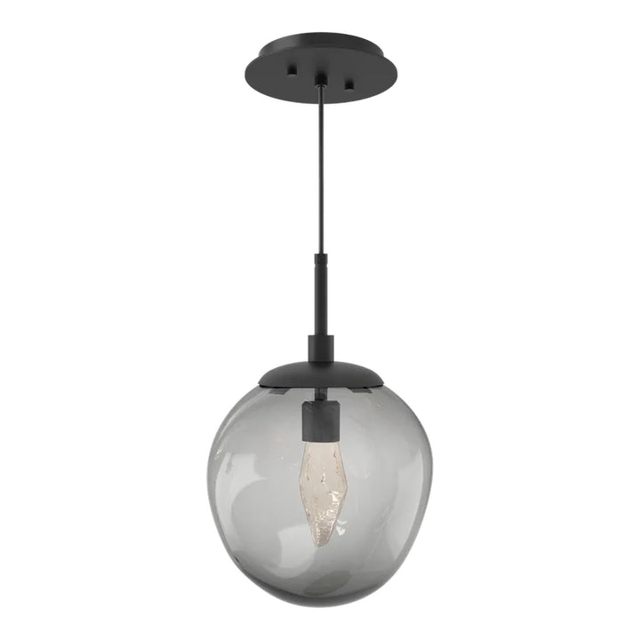 Aster Pendant by Hammerton Studio in Matte Black with Smoke glass on adjustable cord (LED)
