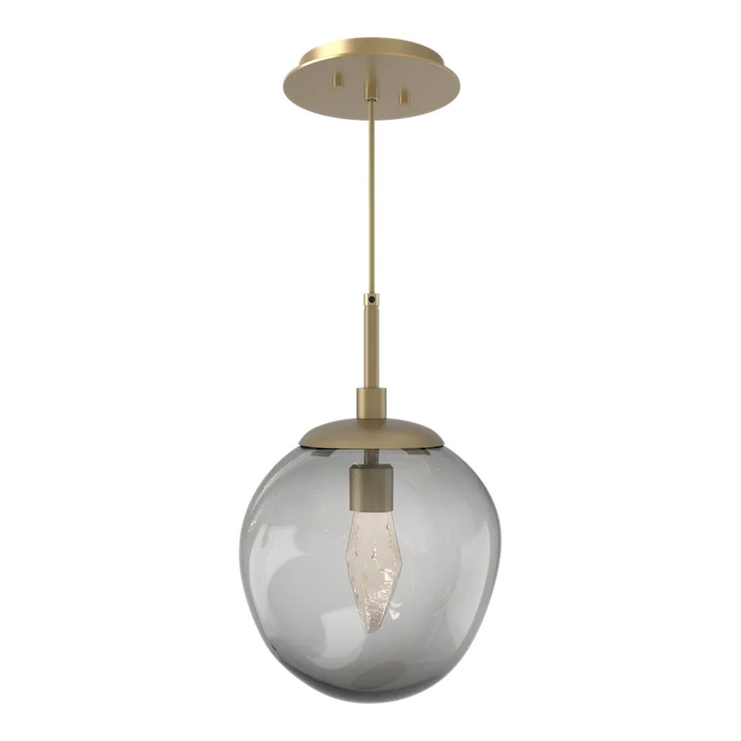 Aster Pendant by Hammerton Studio in Gilded Brass with Smoke glass on adjustable cord (LED)