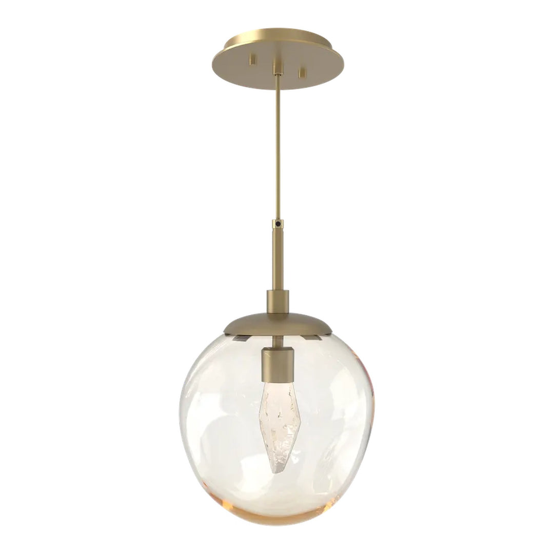Aster Pendant by Hammerton Studio in Gilded Brass with Amber glass