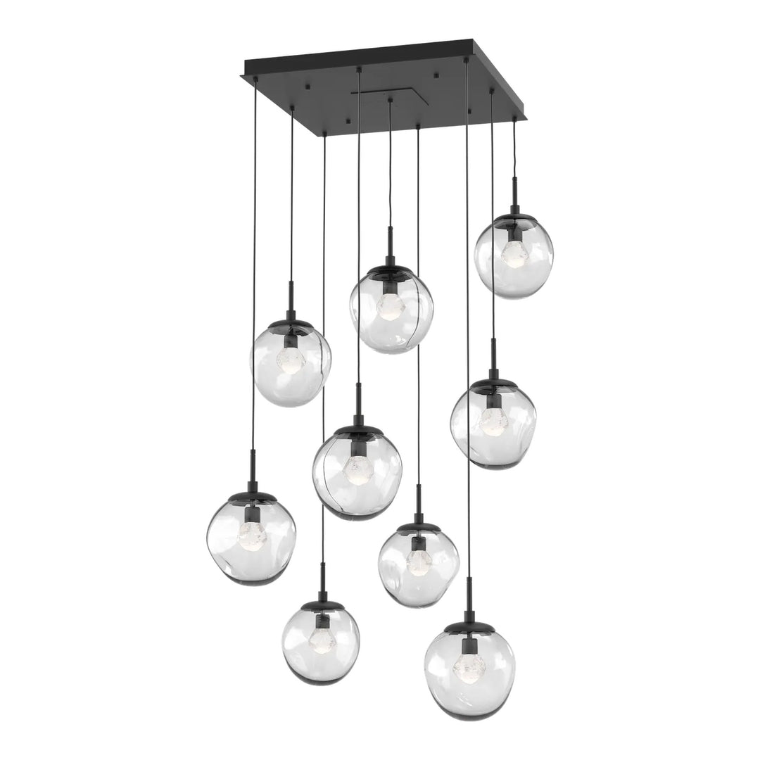 Aster Square Pendant Chandelier by Hammerton Studio in Matte Black with Clear glass