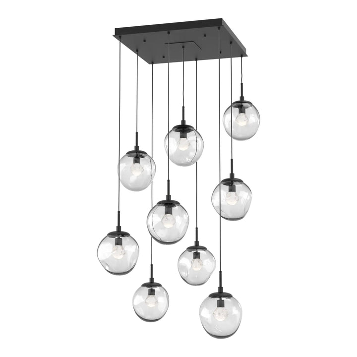 Aster Square Pendant Chandelier by Hammerton Studio in Matte Black with Clear glass