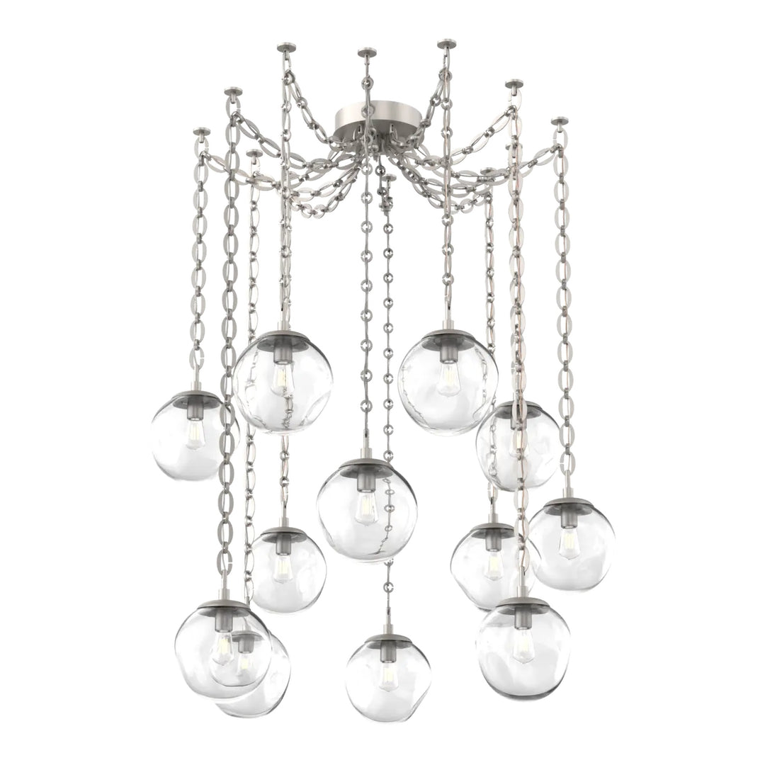 Aster Swag Chandelier by Hammerton Studio 12 Lights in Beige Silver with Clear glass on chain (E26)