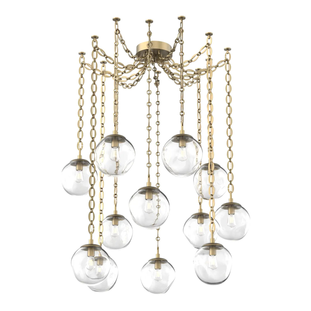Aster Swag Chandelier by Hammerton Studio 12 Lights in Gilded Brass with Clear glass on chain (E26)