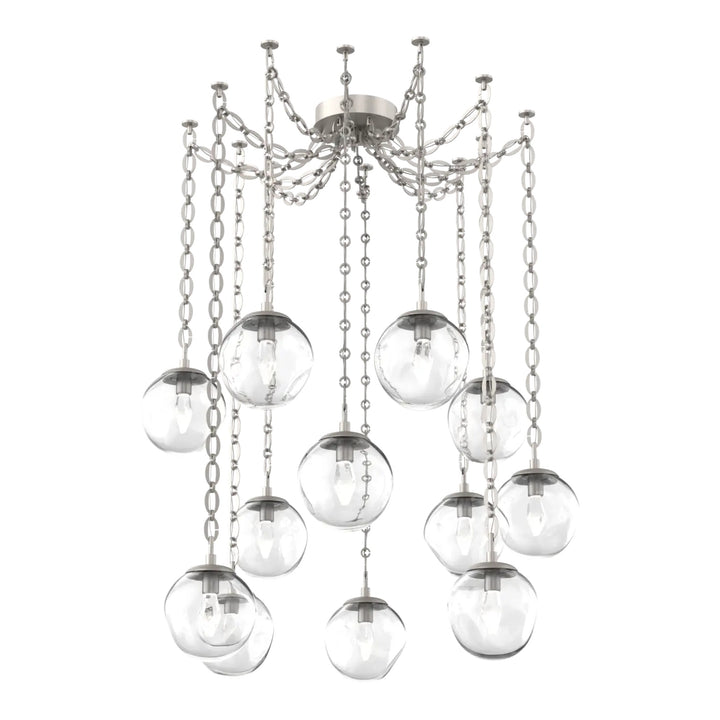Aster Swag Chandelier by Hammerton Studio 12 Lights in Beige Silver with Clear glass on chain (LED)